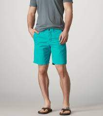 Bright turquoise shorts.